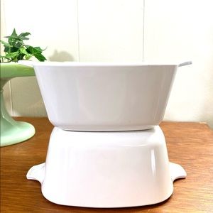 2 Vintage Corning Centura P-43-B All White Casseroles